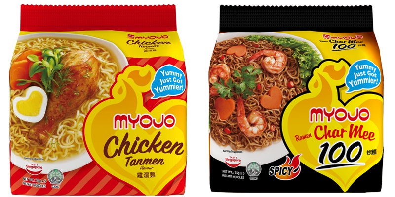 明星食品的鸡汤面和炒面(右)。(受访者提供)