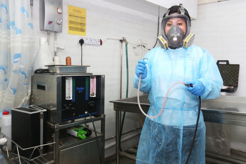 遇到要运到国外的遗体,就必须加强防腐剂的剂量,盖莉安也得做好更严密的防备,包括戴上防毒面罩。