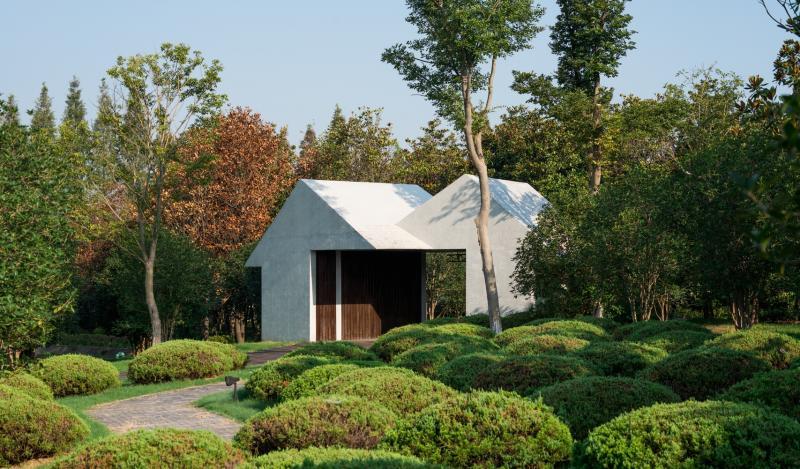 Lekker在中国南京打造的墓园采用房屋造型设计凉亭。(Studio Periphery摄影)