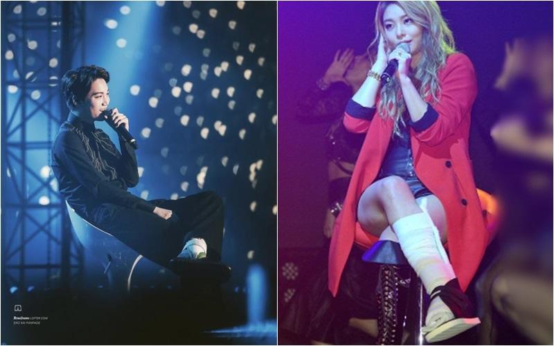Kai(左图)和Ailee(右图)都曾带伤演出。(互联网)