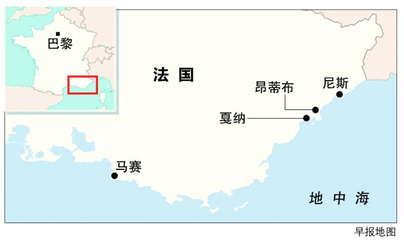法国南部的四个海港:马赛、戛纳、昂蒂布和尼斯。