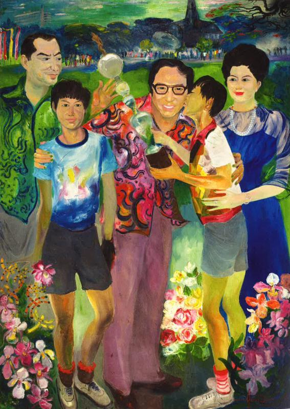 古纳万作于1980年的《徐清华全家和阿里·沙迪京》。