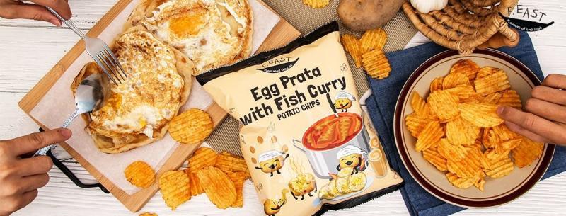 F.East的印度鸡蛋煎饼配咖喱鱼马铃薯片。(互联网)