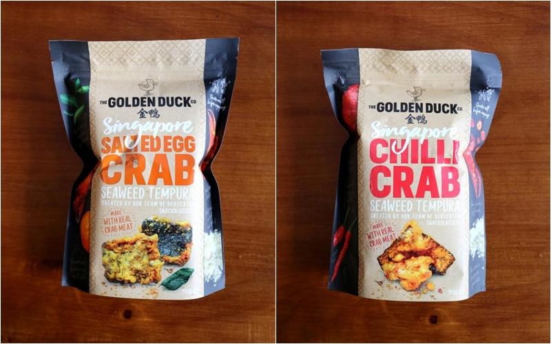 The Golden Duck的咸蛋螃蟹紫菜天妇罗和辣椒螃蟹紫菜天妇罗。