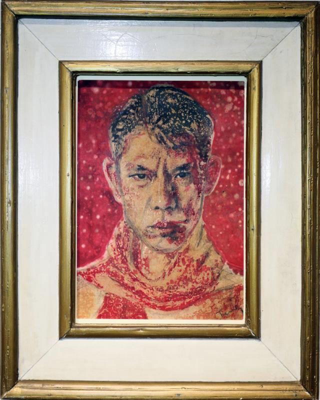 马来西亚画家蔡天定以点描画法完成的峇迪自画像,作于1950年代,新加坡国家美术馆收藏。(新加坡国家美术馆提供)