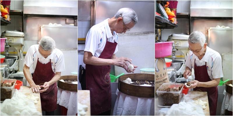 姚誉筹每天天未亮开工,一直忙到傍晚。他坚持包点必须手工制作,以求皮薄馅多。(龙国雄摄)