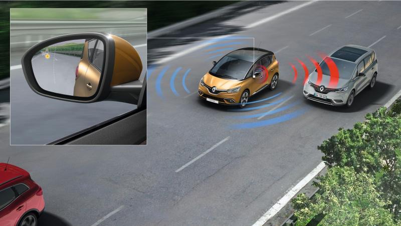 侧望后镜车子两侧望后镜有盲点侦测警示。