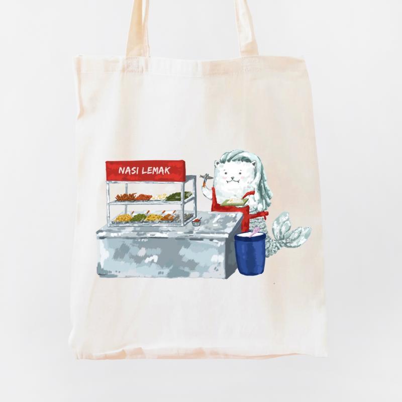 鱼尾狮吃货布包