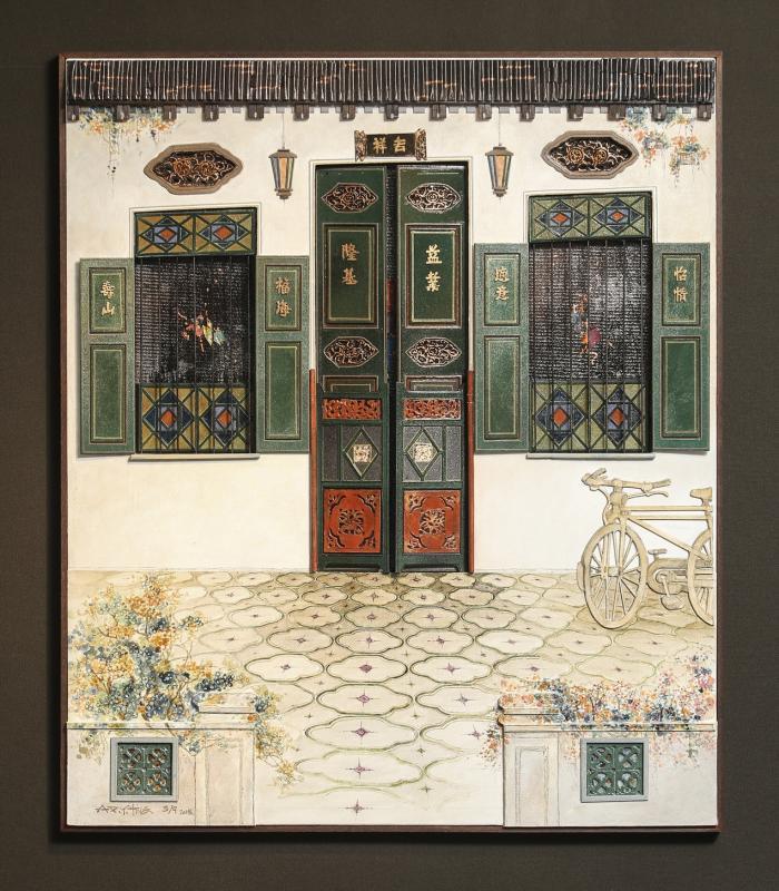 林炳耀的南洋传统老屋立体画系列刻画李光耀祖父李云龙位于147号尼路的故居。