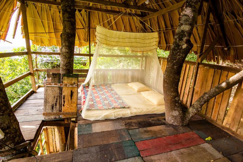 建在树上的屋子看似简单,其实很扎实,睡在蚊帐里就不会被蚊虫干扰!(受访者提供)