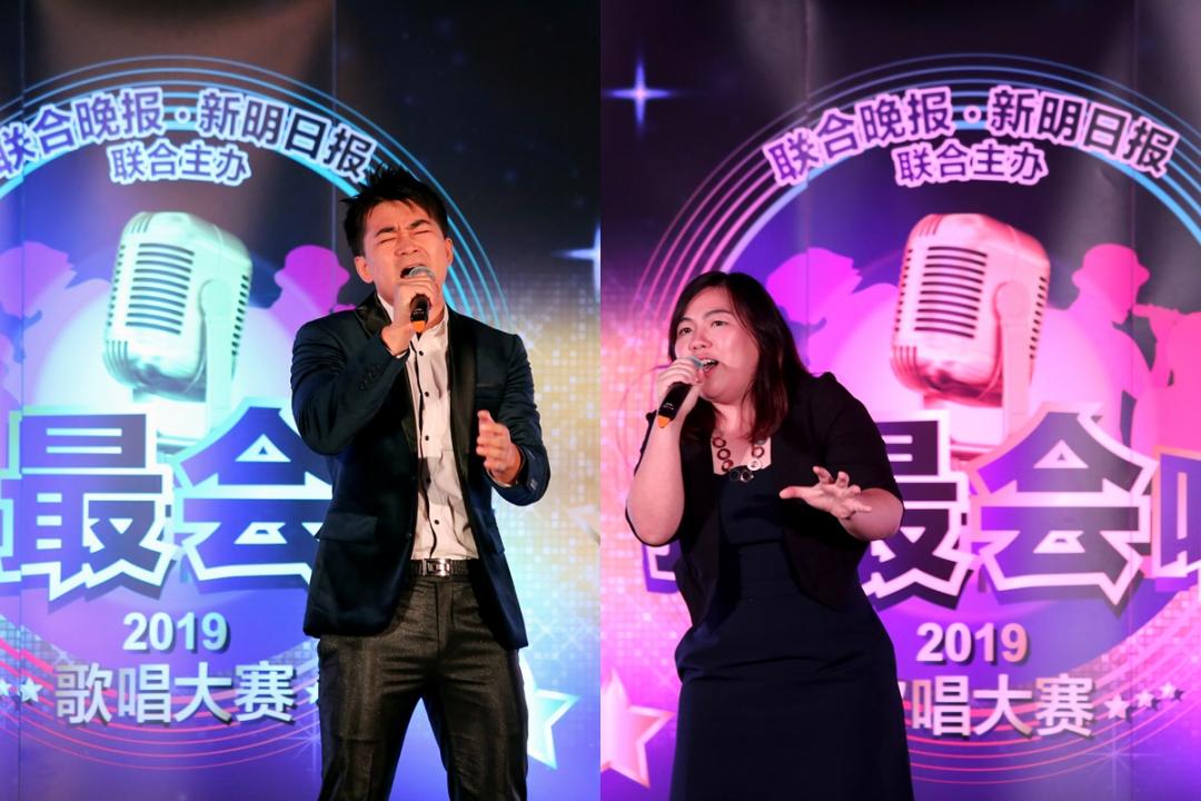 林洁莹（右）和常晓然（左）在台上使出浑身解数诠释歌曲。（龙国雄摄）