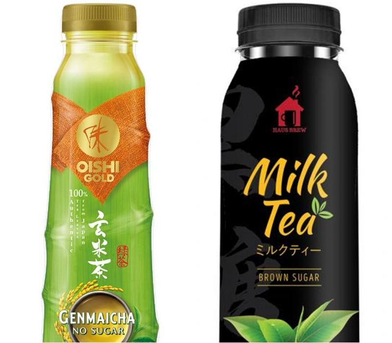 Buzz独家推出的无糖玄米茶Oishi Gold Genmaicha（左）和Haus Brew黑糖奶茶。