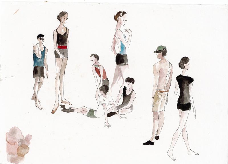 杨蒨蕾的画作常以舞蹈或舞者为主题。(受访者提供)