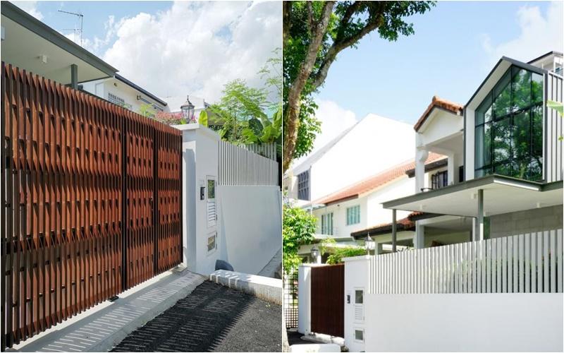 这栋半独立洋房花了9个月翻新装修。(右图)设计别致的屋外大门。(左图)