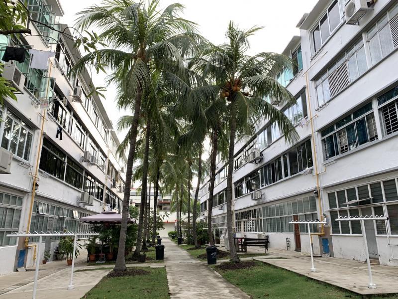 中峇鲁组屋之间的走道,生活气息浓厚。