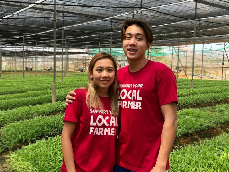 第二代接班人卓盈莹(左)和卓政杰选择当现代农夫。(档案照片)