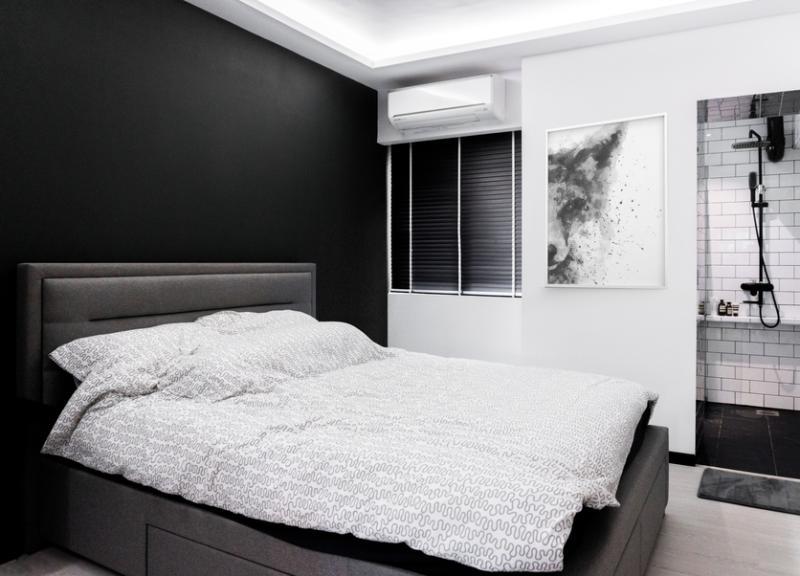 主卧的黑色为休憩增加温馨的感觉。