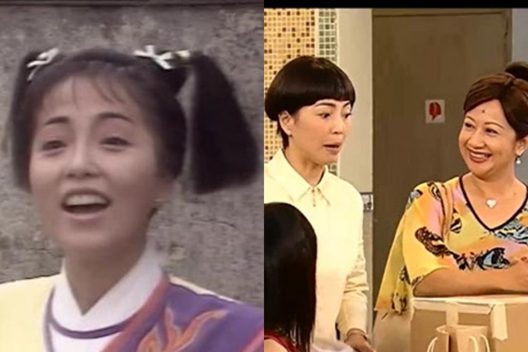 左图：苑琼丹在亚视出身。右图：苑琼丹和薛家燕拍《皆大欢喜》时曾传不和。（影片截图）