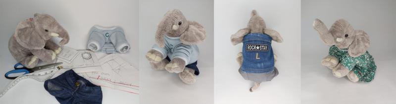 为三只小象做衣服。(受访者提供)