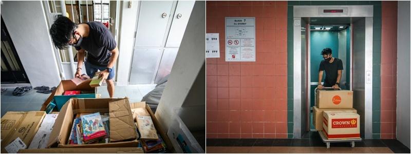 （左及右图）接收旧书，整理上架，卖书送书……Books Beyond Borders的大小事务，张轫达都亲力亲为。