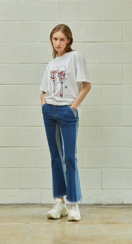 单宁面料的服饰变化多端，如韩国LIE品牌所展示的休闲风。