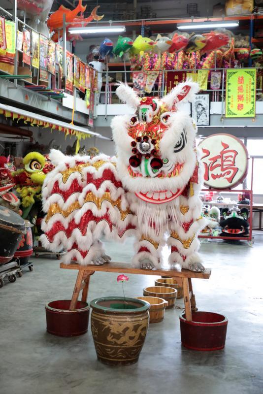 在新加坡比较常见的是外表看起来比较威猛的南狮。(林国明摄)