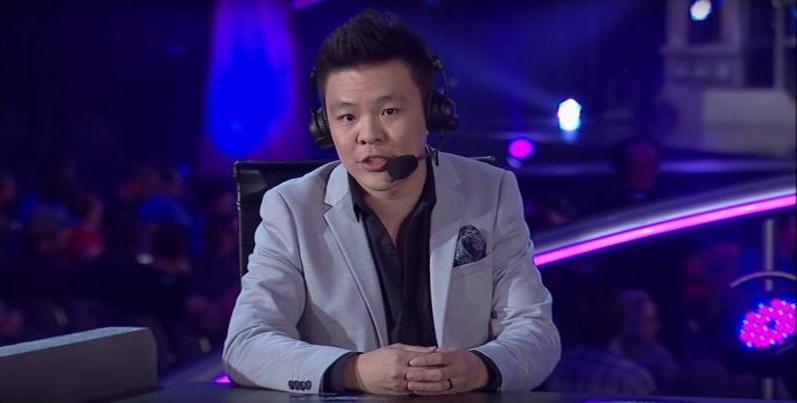 2015年9月，苏峻锋在美国拉斯维加斯担任赛事解说 。（苏峻锋提供）