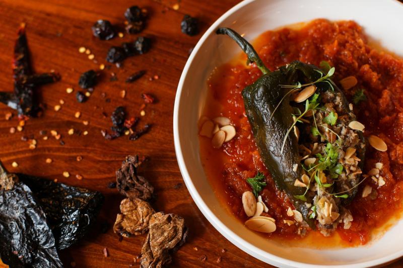 墨西哥“国民菜肴”Chiles Rellenos。(李健玮摄)