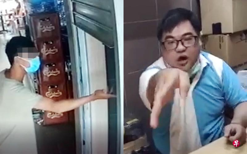 食客江伟杰(左图)被指挑起事端,咖啡摊主管陈云宝(右)气不过就大吵起来。(受访者提供) 食客江伟杰(左图)被指挑起事端,咖啡摊主管陈云宝(右)气不过就大吵起来。(受访者提供)