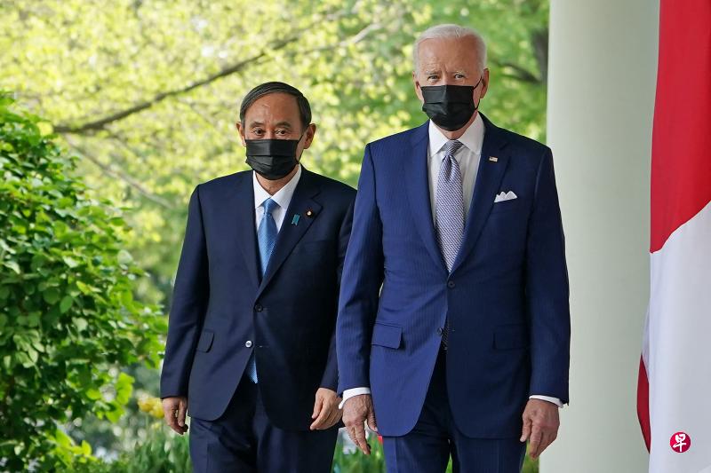 拜登表示,与菅义伟一道重申对美日同盟及安全的坚定支持,并将致力共同合作,应对来自中国的挑战。(法新社) 拜登表示,与菅义伟一道重申对美日同盟及安全的坚定支持,并将致力共同合作,应对来自中国的挑战。(法新社)