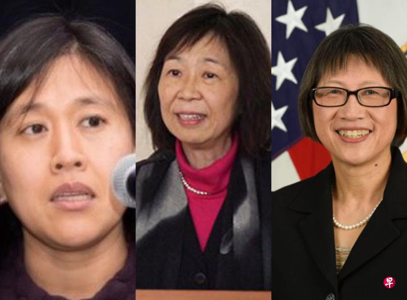 在台北出生的徐若冰(右)如果顺利获得委任,她将是继戴琪(左)、赵克露(中)和吴修铭之后,拜登执政团队中的又一名台裔。(互联网) 在台北出生的徐若冰(右)如果顺利获得委任,她将是继戴琪(左)、赵克露(中)和吴修铭之后,拜登执政团队中的又一名台裔。(互联网)