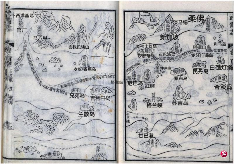 新加坡莱佛士灯塔棋樟山岛龙牙门海峡白礁灯塔图①:《郑和航海图》从马六甲到新加坡东部的白礁航线。 新加坡莱佛士灯塔棋樟山岛龙牙门海峡白礁灯塔图①:《郑和航海图》从马六甲到新加坡东部的白礁航线。