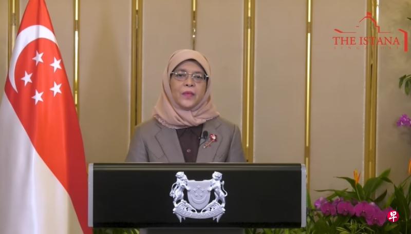 哈莉玛总统昨天通过预录视频，首次在博鳌亚洲论坛开幕式上致辞。（哈莉玛总统面簿视频截图）