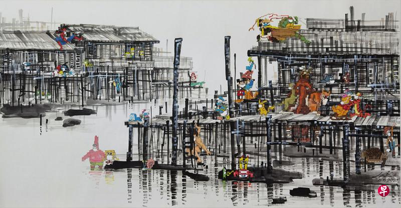 大华银行绘画比赛新加坡资深画家组,去年得主张春雷的作品《渔村》。 大华银行绘画比赛新加坡资深画家组,去年得主张春雷的作品《渔村》。