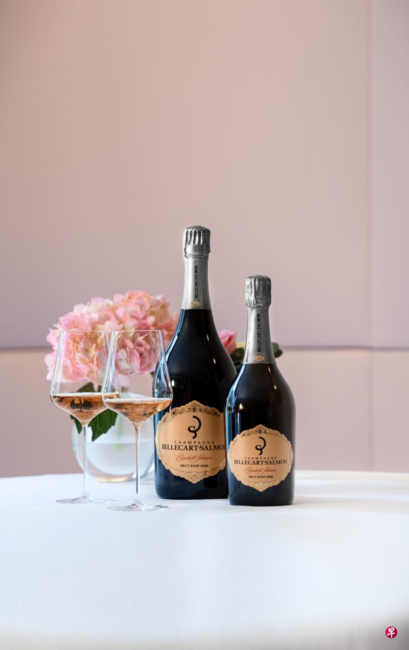 法国沙龙贝尔2008年份特酿伊丽莎白桃红香槟。（酒商提供）