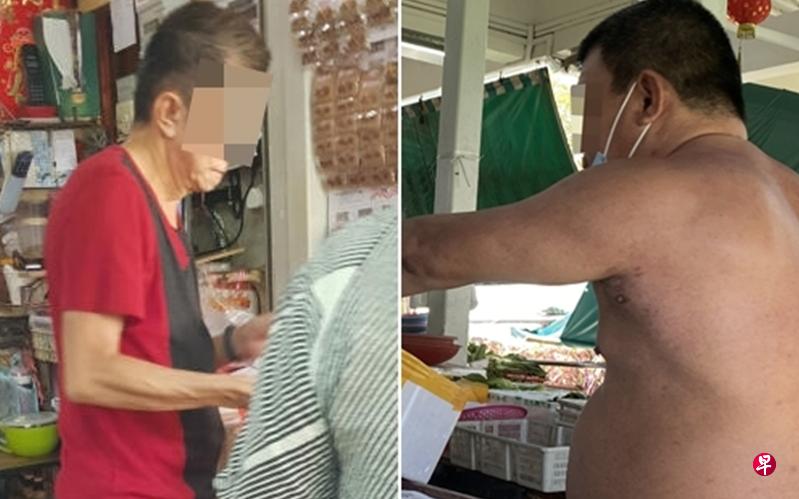 摊贩(左图)表示,吃饭喝水时会摘下口罩,有时候会忘记戴上; 摊贩(右图)表示抽完烟就会戴上口罩。(吴伟国摄) 摊贩(左图)表示,吃饭喝水时会摘下口罩,有时候会忘记戴上; 摊贩(右图)表示抽完烟就会戴上口罩。(吴伟国摄)