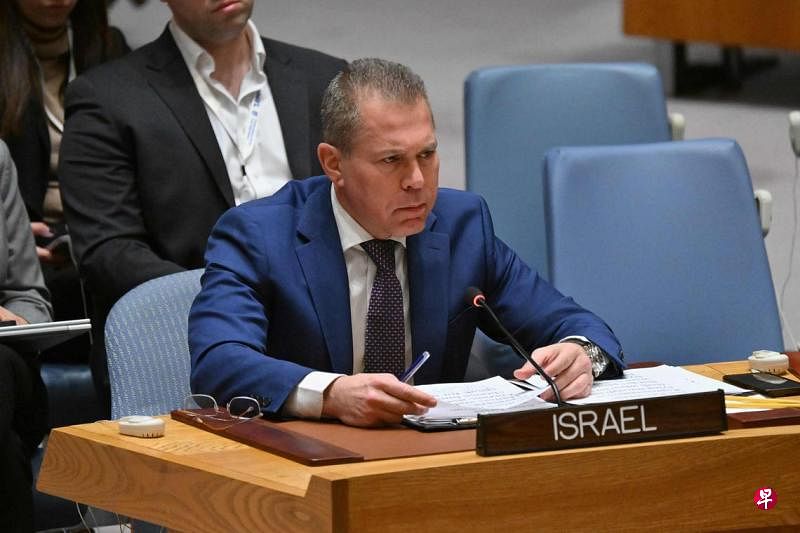 以色列常驻联合国代表埃尔丹（图）在社媒平台X上发文说：“伊朗的袭击是对全球和平与安全的严重威胁，我期待安理会利用一切手段，对伊朗采取具体行动。”（法新社）