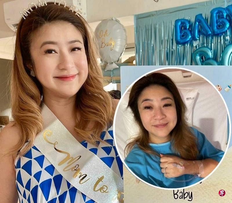 黄湘怡在IG分享好友为她办的baby shower（准妈妈产前派对）照片与视频，一个多星期后因患上严重的肠胃炎入院（圈图）。（取自艺人IG）