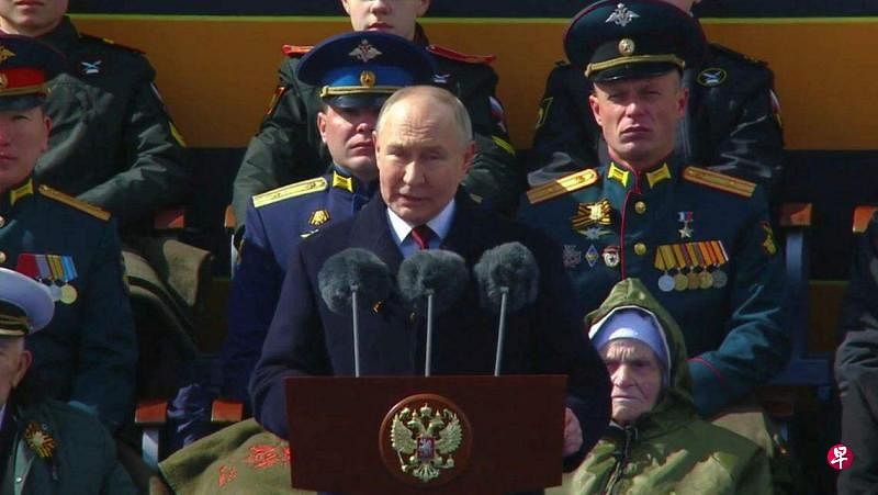 5月9日，俄罗斯总统普京在莫斯科红场举行的胜利日阅兵式上发表讲话，纪念红军在第二次世界大战战胜纳粹德国79周年。（路透社）