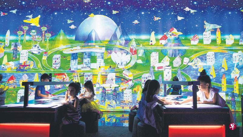 熙熙攘攘的虚拟“城镇”，以新加坡为蓝本而构建。（艺术科学博物馆提供）