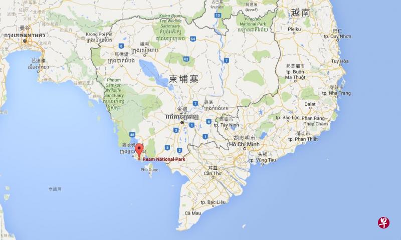 柬埔寨金银湾“一带一路”示范区和“澜湄合作”试验区位于南部海岸西哈努克省的云壤国家公园(Ream National Park),项目占地面积5059亩。(谷歌地图) 柬埔寨金银湾“一带一路”示范区和“澜湄合作”试验区位于南部海岸西哈努克省的云壤国家公园(Ream National Park),项目占地面积5059亩。(谷歌地图)