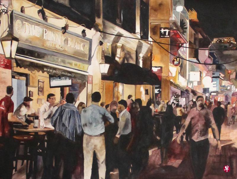 谭钧元作品之一。他擅长呈现黑夜与灯光的对比。（画廊提供）