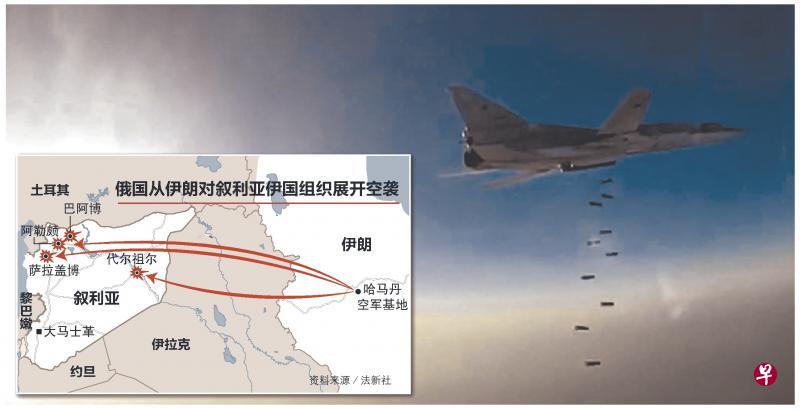 俄罗斯的TU-22M3逆火轰炸机周二首次从伊朗空军基地起飞,在叙利亚轰炸圣战组织的据点。(法新社) 俄罗斯的TU-22M3逆火轰炸机周二首次从伊朗空军基地起飞,在叙利亚轰炸圣战组织的据点。(法新社)