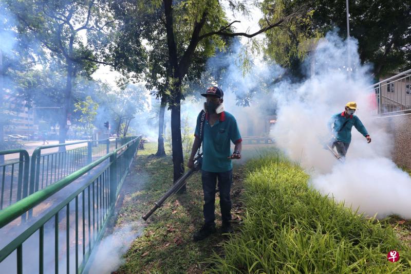 灭虫人员到沈氏坊进行喷雾杀灭蚊子。(何家俊) 灭虫人员到沈氏坊进行喷雾杀灭蚊子。(何家俊)