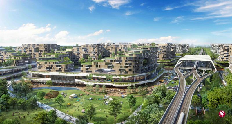 位于西部的登加新镇将由绿意环绕,并趋向减少用车,打造亲近自然的环保居住环境。(建屋局构想图) 位于西部的登加新镇将由绿意环绕,并趋向减少用车,打造亲近自然的环保居住环境。(建屋局构想图)