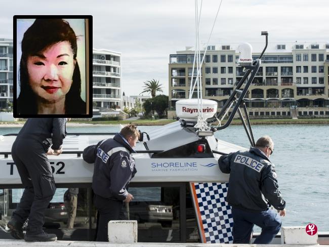 警员到发现尸体的珀斯天鹅河调查。小图为死者陈佩雯。 警员到发现尸体的珀斯天鹅河调查。小图为死者陈佩雯。