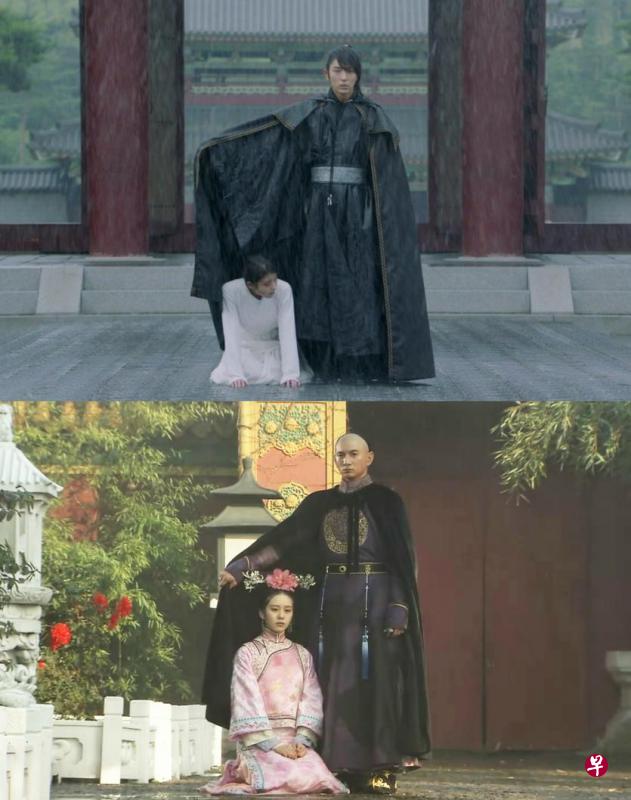 →韩剧《步步惊心:丽》李准基(上图右)重现中国版《步步惊心》吴奇隆(下图右)的经典场景。 →韩剧《步步惊心:丽》李准基(上图右)重现中国版《步步惊心》吴奇隆(下图右)的经典场景。