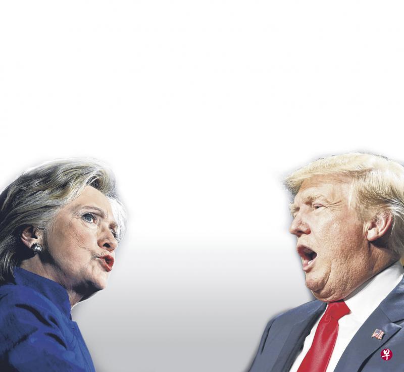 美国民主党总统候选人希拉莉(左)和共和党的特朗普描绘不同的国家发展愿景。(法新社) 美国民主党总统候选人希拉莉(左)和共和党的特朗普描绘不同的国家发展愿景。(法新社)