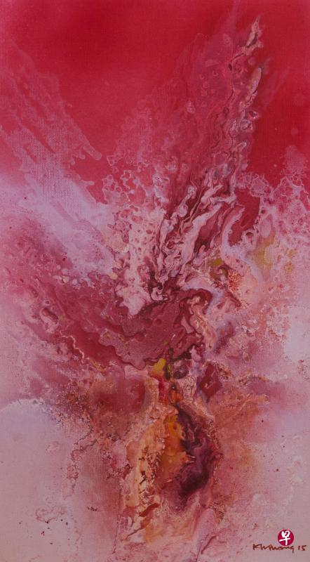 唐近豪近作油画《夏》属于《梦幻银河》系列。(主办方提供) 唐近豪近作油画《夏》属于《梦幻银河》系列。(主办方提供)