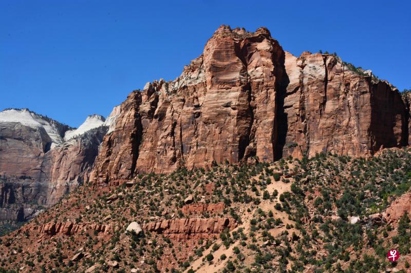 锡安国家公园的山不算高,颜色却很艳丽。 锡安国家公园的山不算高,颜色却很艳丽。